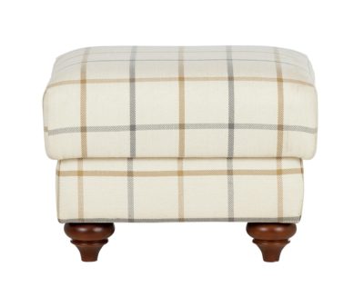 Heart of House - Argyll - Fabric Footstool - Natural Blue Check